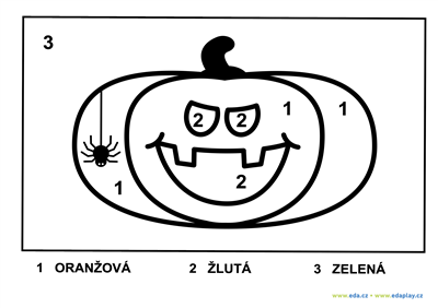 Halloween: EDA PLAY - OMALOVÁNKA PODLE ČÍSEL - VYŘEZÁVANÁ DÝNĚ